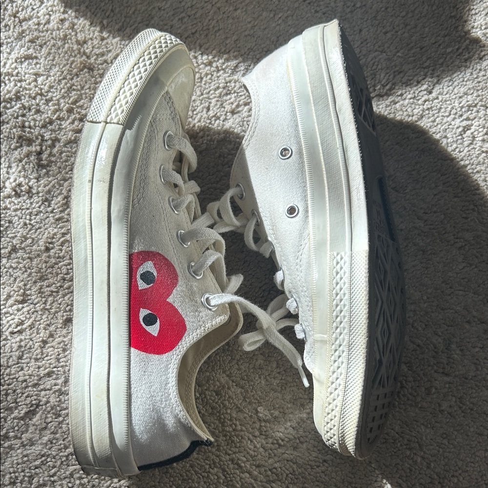 Converse Kids White Sneakers with Red Accent